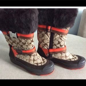 Coach Fur Signature C Boots 8.5